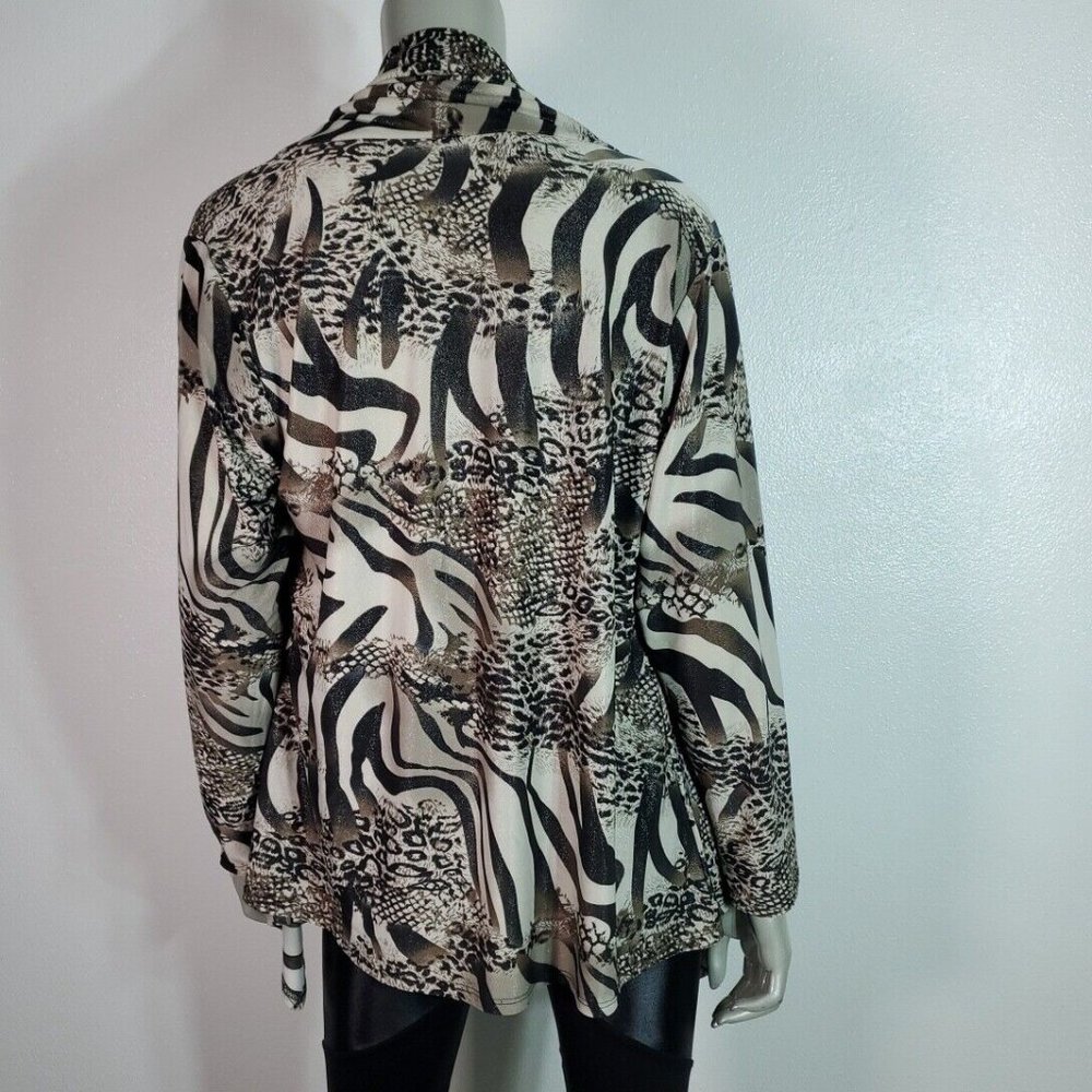 Isabella Rodriguez Top Plus Size 1X Open Front‎ Animal Print Shimmer Stretch - Picture 5 of 7